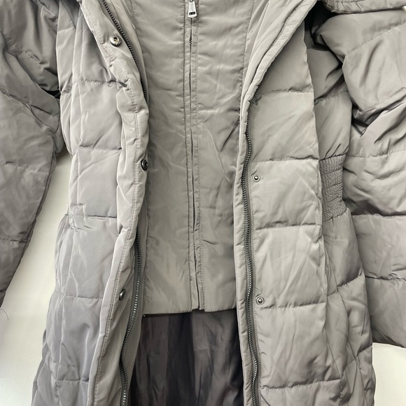 Cole Haan Down Puffer Coat Womens XS Gray Quilted Pockets Hood - Picture 4 of 11